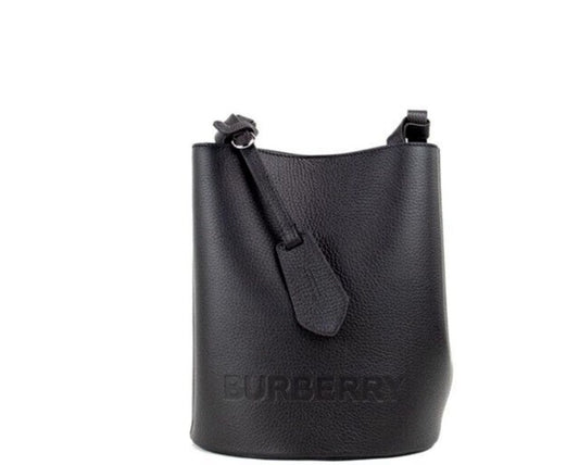 Burberry Lorne Small Black Pebbled Leather Bucket Crossbody Handbag Purse - DEA STILOSA MILANO