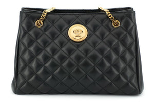 Versace Black Quilted Nappa Leather Medusa Tote Handbag - DEA STILOSA MILANO
