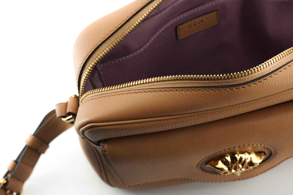 Versace Brown Calf Leather Camera Shoulder Bag - DEA STILOSA MILANO