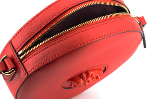 Versace Red Calf Leather Round Disc Shoulder Bag - DEA STILOSA MILANO