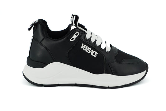Versace Black and White Calf Leather Sneakers - DEA STILOSA MILANO