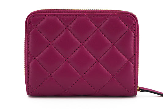 Versace Purple Nappa Leather Bifold Zip Around Wallet - DEA STILOSA MILANO