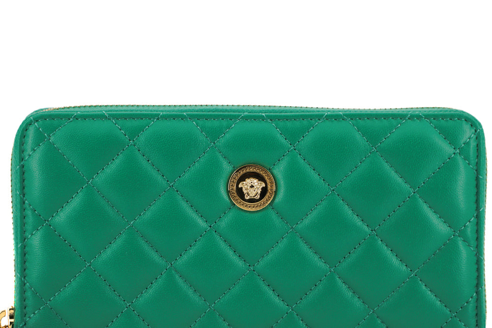 Versace Green Leather Long Zip Around Wallet - DEA STILOSA MILANO