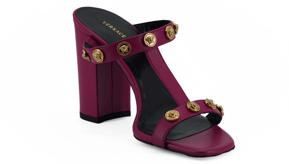 Versace Purple Calf Leather High Heel Sandals - DEA STILOSA MILANO
