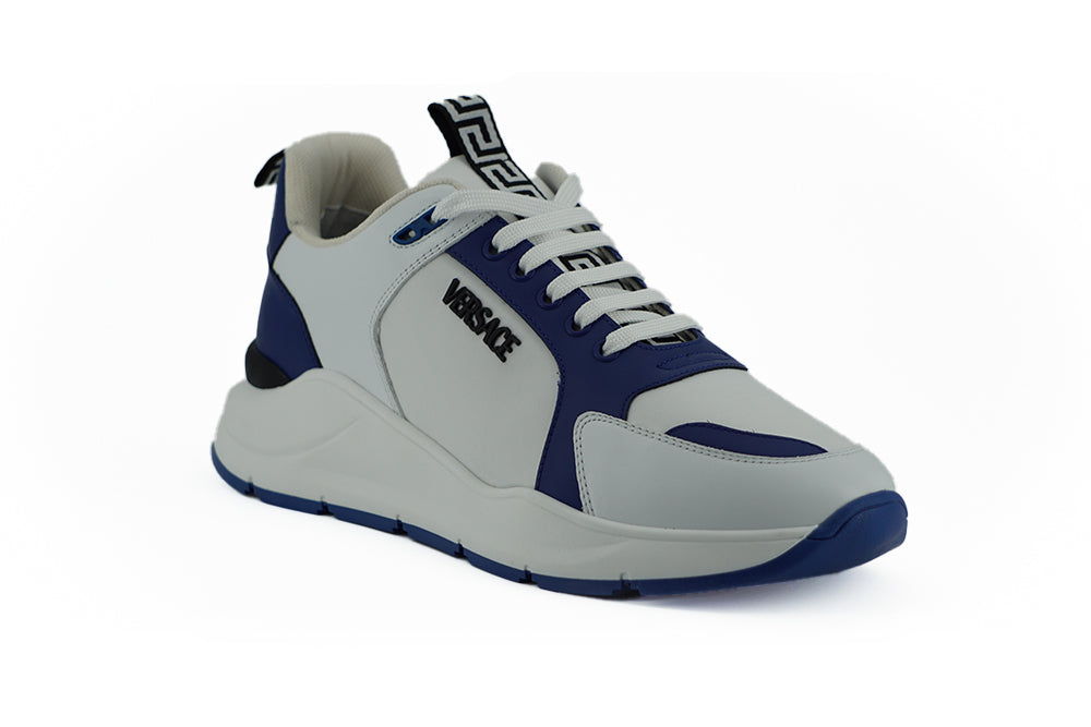 Versace Blue and White Calf Leather Sneakers - DEA STILOSA MILANO