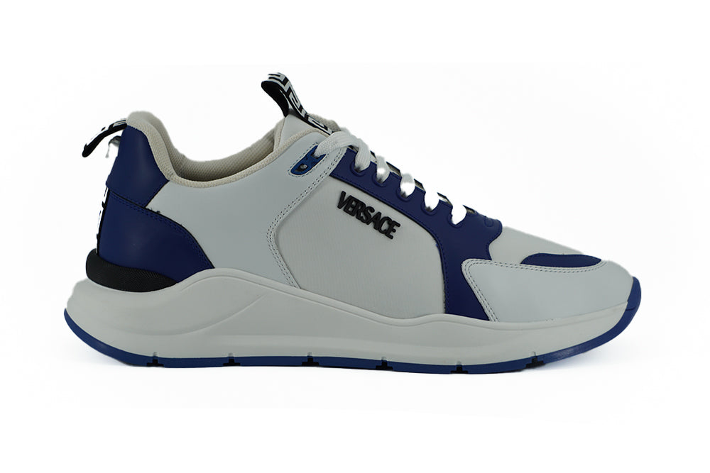 Versace Blue and White Calf Leather Sneakers - DEA STILOSA MILANO
