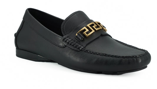 Versace Black Calf Leather Loafers Shoes - DEA STILOSA MILANO