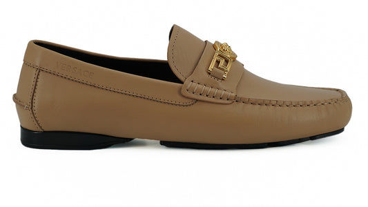 Versace Beige Calf Leather Loafers Shoes - DEA STILOSA MILANO