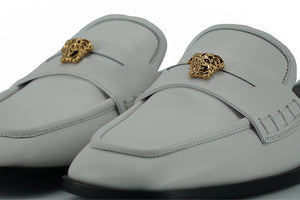 Versace White Calf Leather Slides Flat Shoes - DEA STILOSA MILANO