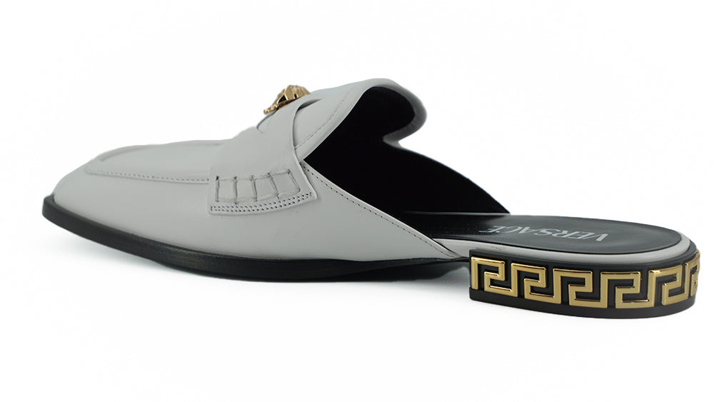 Versace White Calf Leather Slides Flat Shoes - DEA STILOSA MILANO