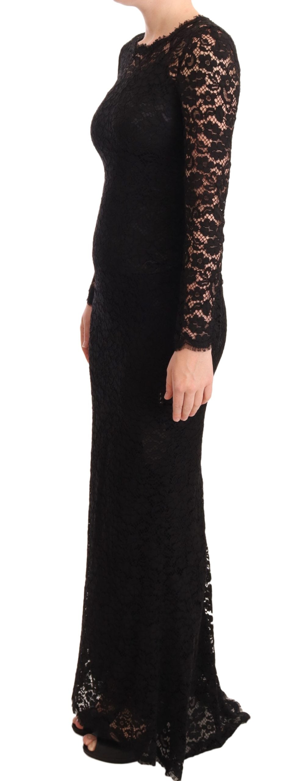Dolce & Gabbana Black Cotton Lace Mermaid Long Sleeves Dress - DEA STILOSA MILANO