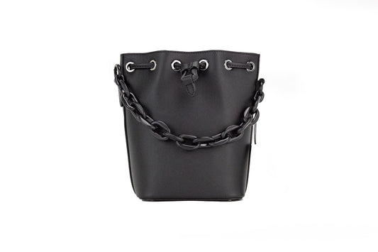MCM Mini Black Purple Smooth Leather Chain Shoulder Drawstring Bucket Handbag - DEA STILOSA MILANO