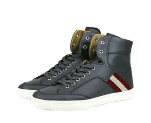 Bally Dark Grey Calf Leather Hi Top Sneaker With Red Beige - DEA STILOSA MILANO