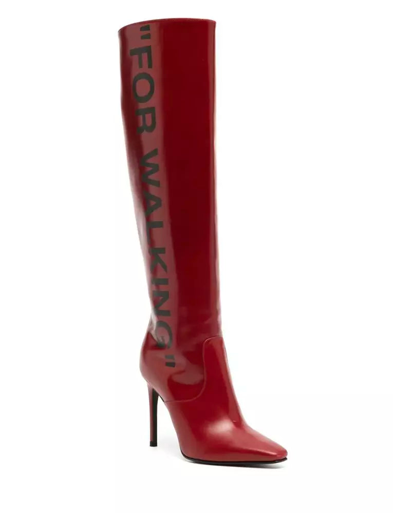 Off-White Red Leather Boot - DEA STILOSA MILANO