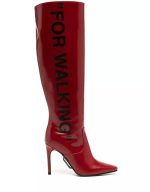 Off-White Red Leather Boot - DEA STILOSA MILANO