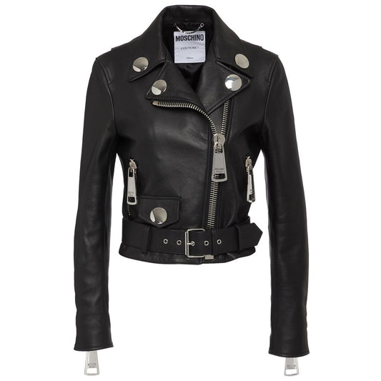 Moschino Couture Black Leather Di Pecora Jackets & Coat - DEA STILOSA MILANO