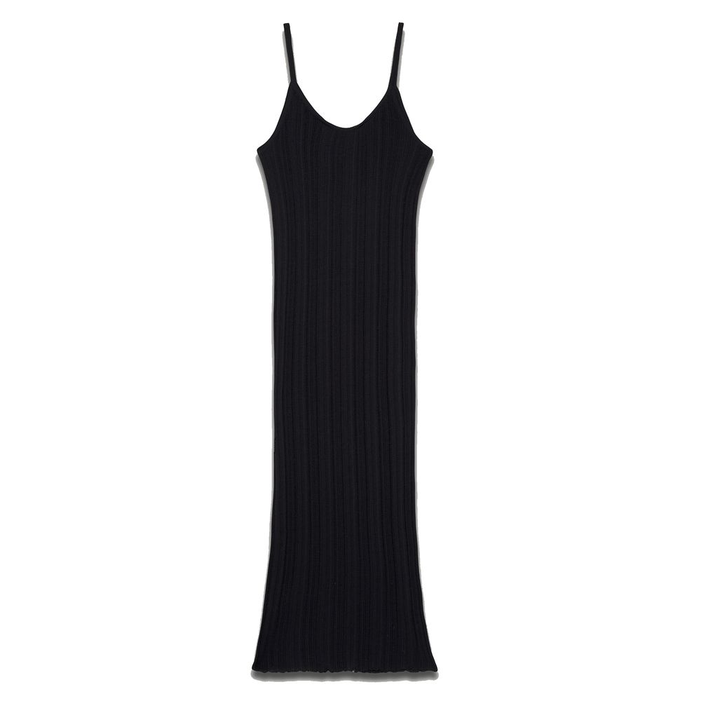 Palm Angels Black Wool E Acrylic Dress - DEA STILOSA MILANO