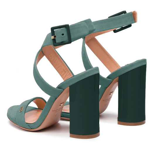Elisabetta Franchi Green Leather Di Calfskin Sandal - DEA STILOSA MILANO
