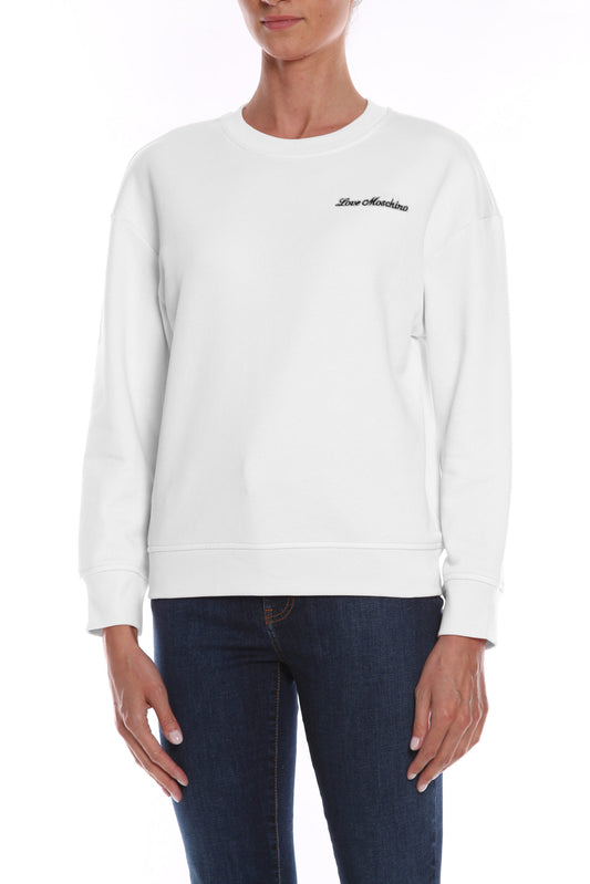 Love Moschino White Cotton Sweater - DEA STILOSA MILANO