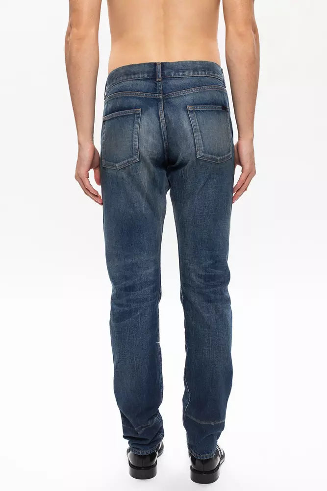 Saint Laurent Blue Cotton Jeans & Pant - DEA STILOSA MILANO