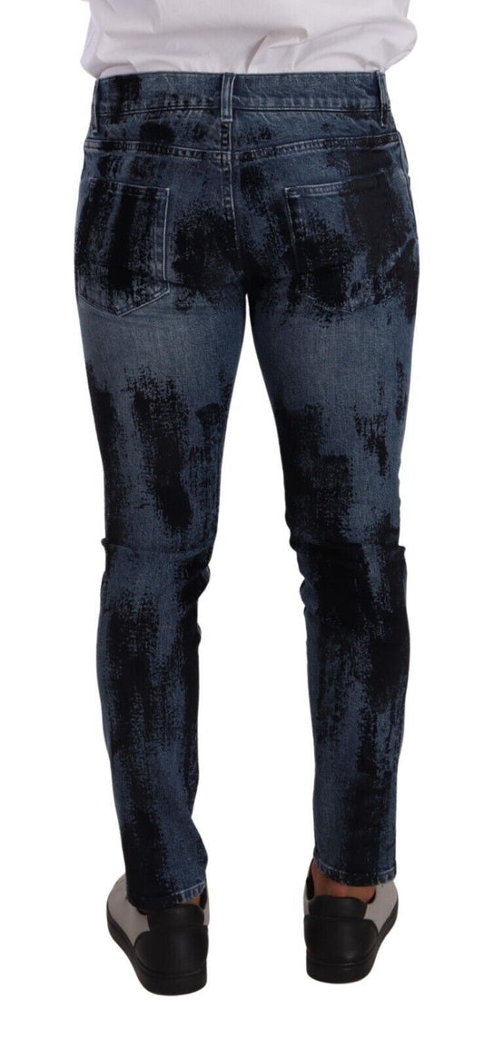 Dolce & Gabbana Blue Black Cotton Skinny Denim Jeans - DEA STILOSA MILANO