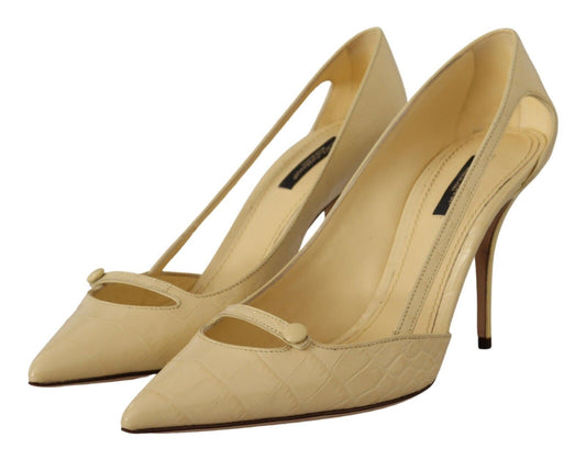 Dolce & Gabbana Yellow Exotic Leather Stiletto Heel Pumps Shoes - DEA STILOSA MILANO