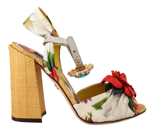 Dolce & Gabbana Multicolor Crystal Keira Sandals Silk Shoes - DEA STILOSA MILANO