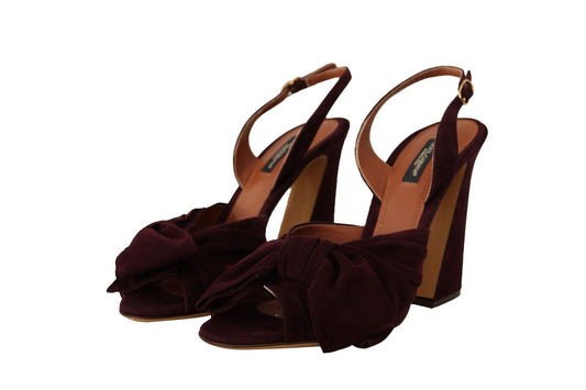 Dolce & Gabbana Dark Purple Suede Ankle Strap Sandals Shoes - DEA STILOSA MILANO