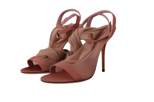 Dolce & Gabbana Pink Tulle Stretch Ankle Strap Sandals Shoes - DEA STILOSA MILANO