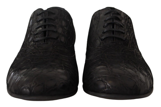 Dolce & Gabbana Black Caiman Leather Mens Oxford Shoes - DEA STILOSA MILANO