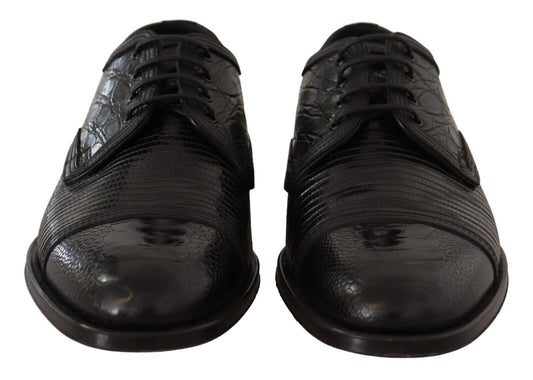 Dolce & Gabbana Black Exotic Leather Lace Up Formal Derby Shoes - DEA STILOSA MILANO