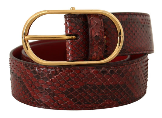 Dolce & Gabbana Red Exotic Leather Gold Oval Buckle Belt - DEA STILOSA MILANO