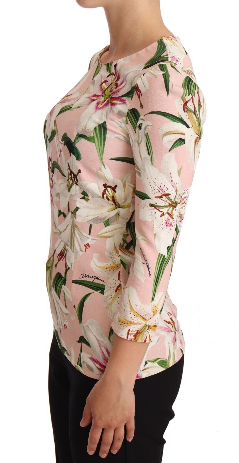 Dolce & Gabbana Pink Lily Print Viscose Long Sleeves Blouse - DEA STILOSA MILANO
