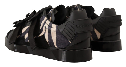 Dolce & Gabbana Black White Zebra Suede Rubber Sneakers Shoes - DEA STILOSA MILANO