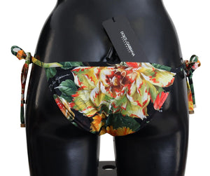 Dolce & Gabbana Black Floral Beachwear Swimsuit Bottom Bikini - DEA STILOSA MILANO