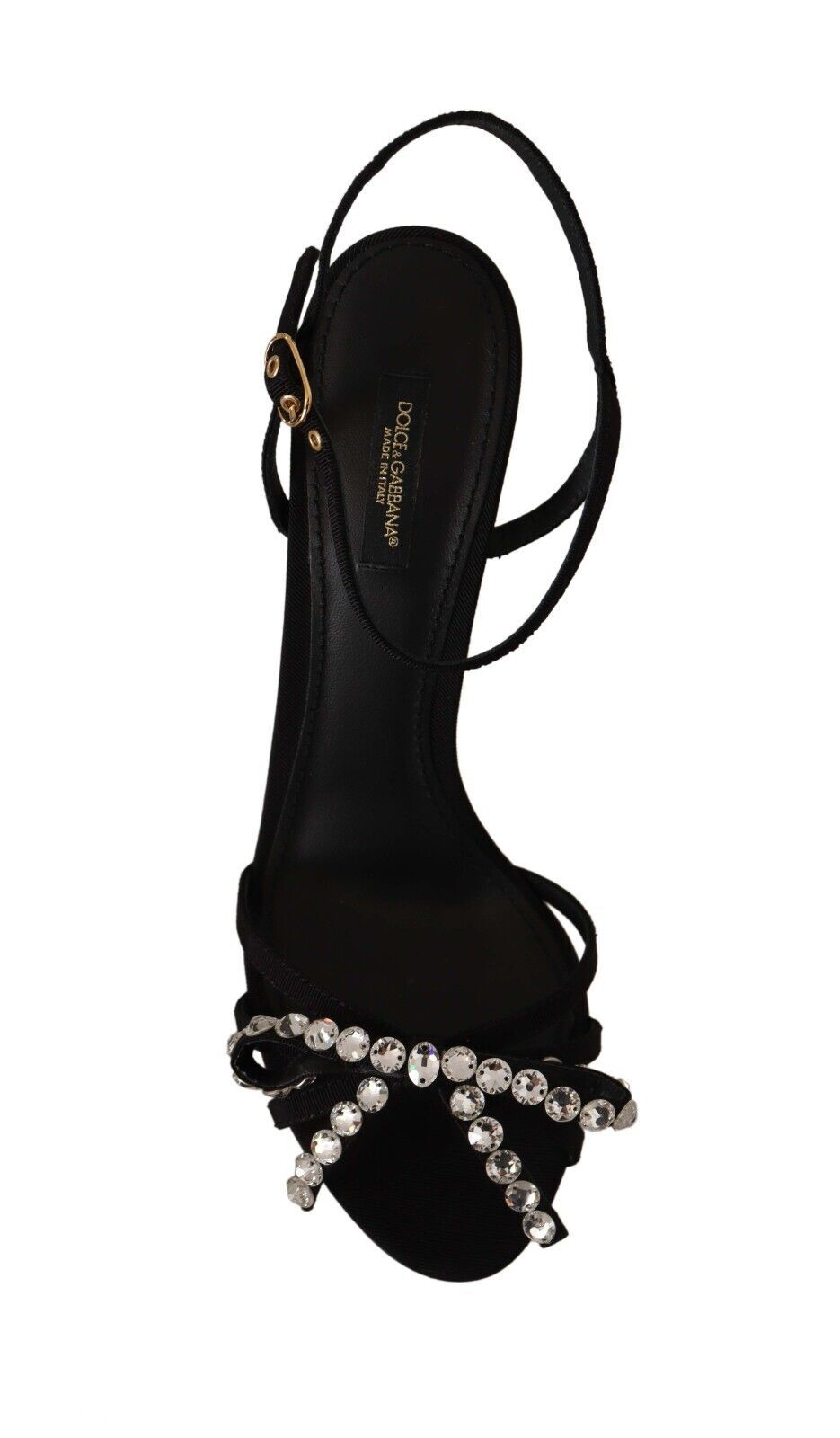 Dolce & Gabbana Black Crystals Ankle Strap Heels Sandals Shoes - DEA STILOSA MILANO