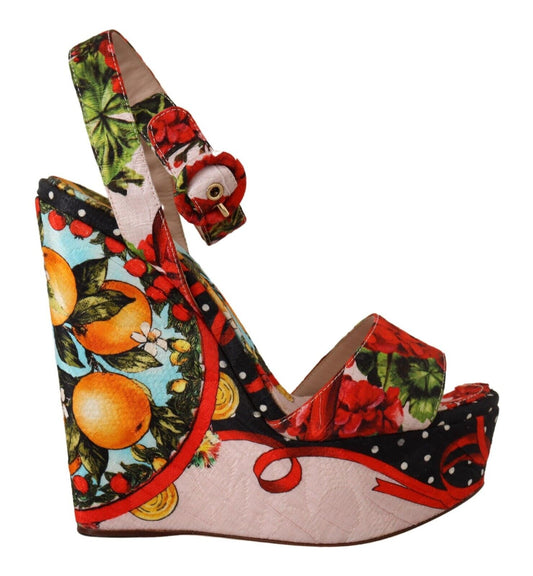 Dolce & Gabbana Multicolor Brocade Platform Heels Sandals Shoes - DEA STILOSA MILANO