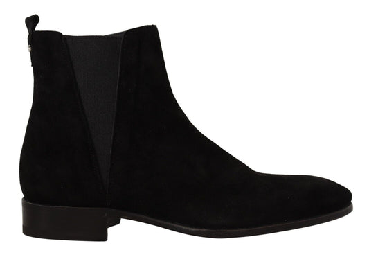 Dolce & Gabbana Black Suede Leather Chelsea Mens Boots Shoes - DEA STILOSA MILANO