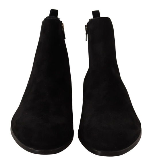 Dolce & Gabbana Black Suede Leather Chelsea Mens Boots Shoes - DEA STILOSA MILANO