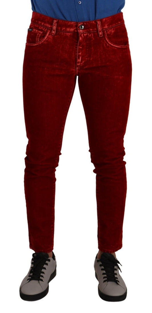 Dolce & Gabbana Red Cotton Stretch Skinny Denim Trouser Jeans - DEA STILOSA MILANO