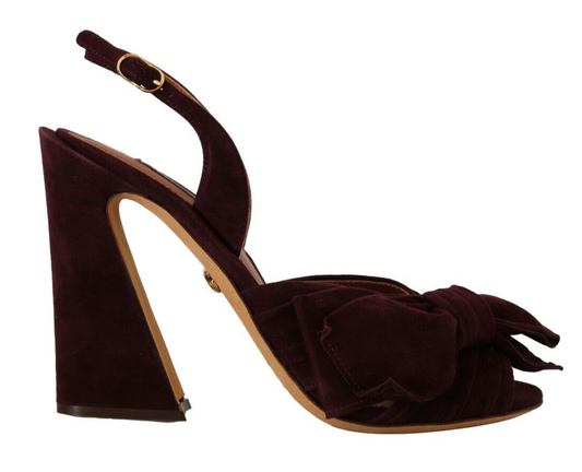 Dolce & Gabbana Dark Purple Suede Ankle Strap Sandals Shoes - DEA STILOSA MILANO