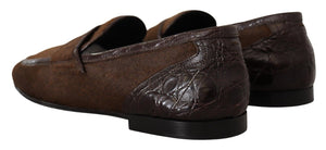 Dolce & Gabbana Brown Exotic Leather Mens Slip On Loafers Shoes - DEA STILOSA MILANO