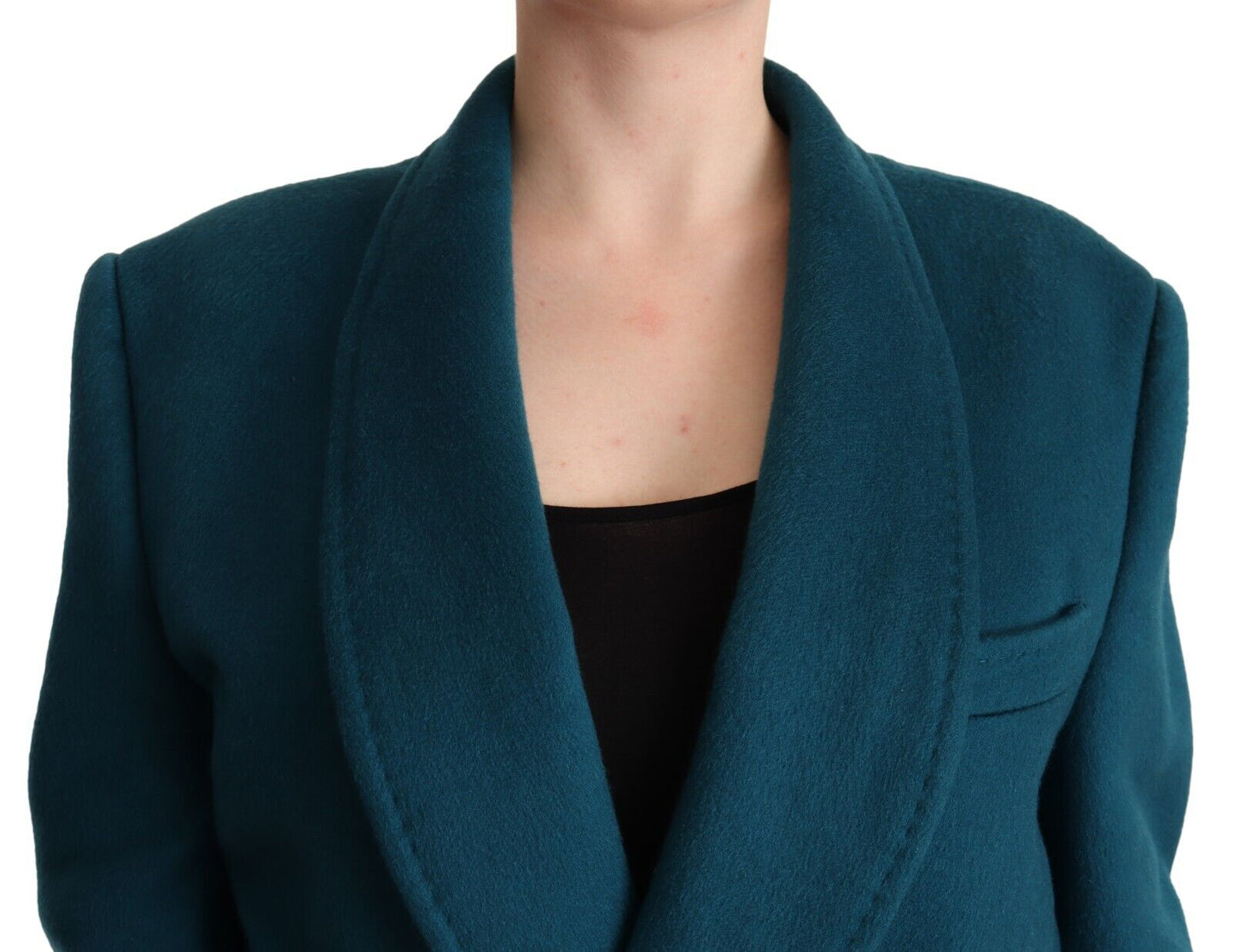 Dolce & Gabbana Blue Green Wool Long Sleeves Trench Coat Jacket - DEA STILOSA MILANO