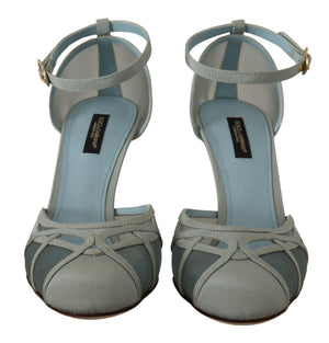 Dolce & Gabbana Blue Mesh Ankle Strap Heels Sandals Shoes - DEA STILOSA MILANO