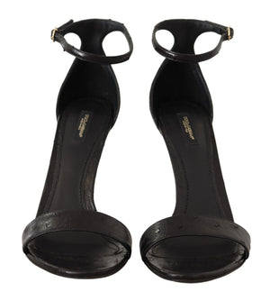 Dolce & Gabbana Black Ostrich Ankle Strap Heels Sandals Shoes - DEA STILOSA MILANO