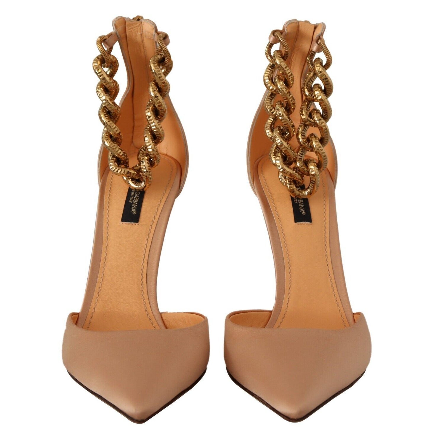 Dolce & Gabbana Beige Ankle Chain Strap High Heels Pumps Shoes - DEA STILOSA MILANO