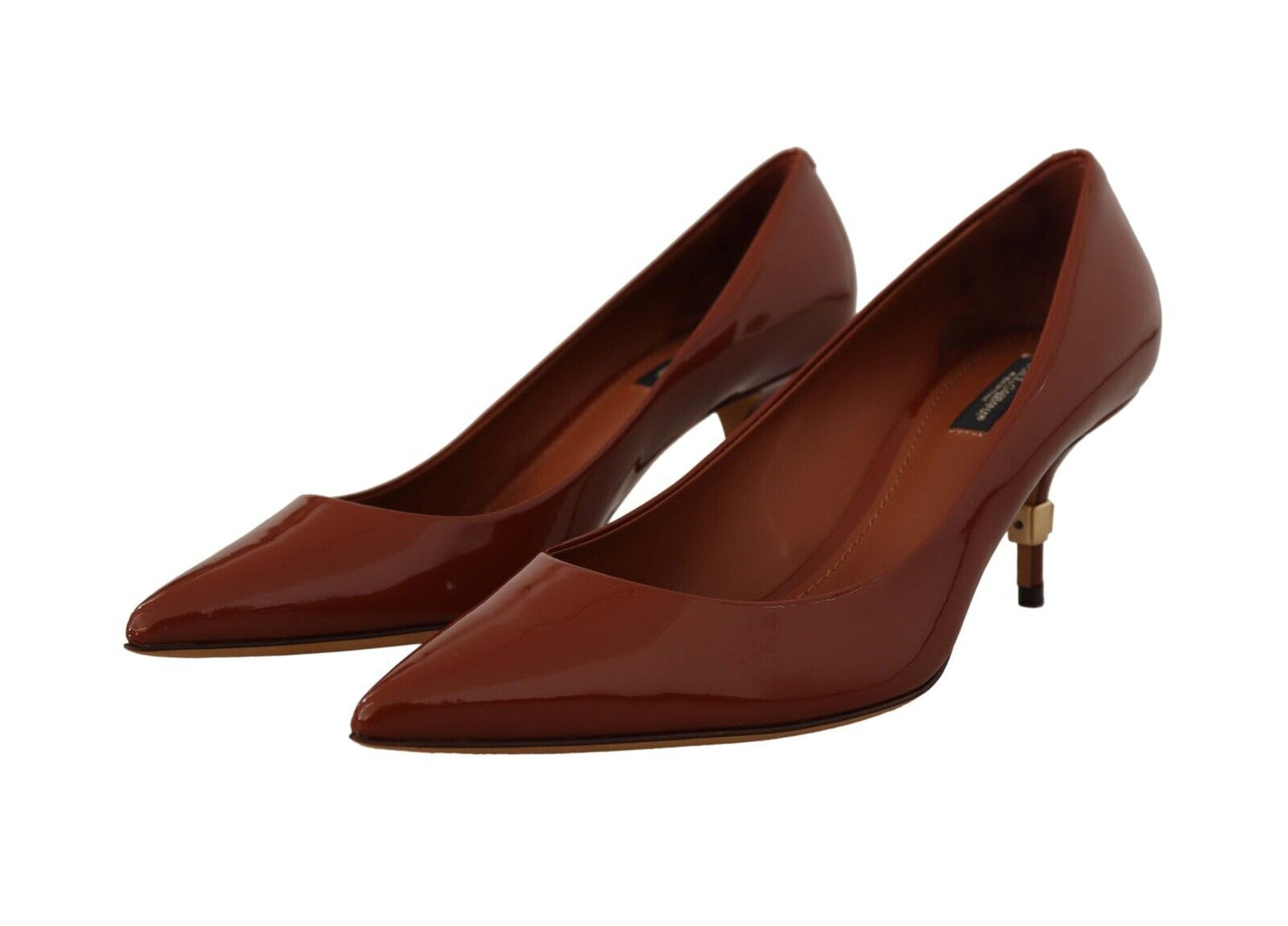 Dolce & Gabbana Brown Kitten Heels Pumps Patent Leather Shoes - DEA STILOSA MILANO