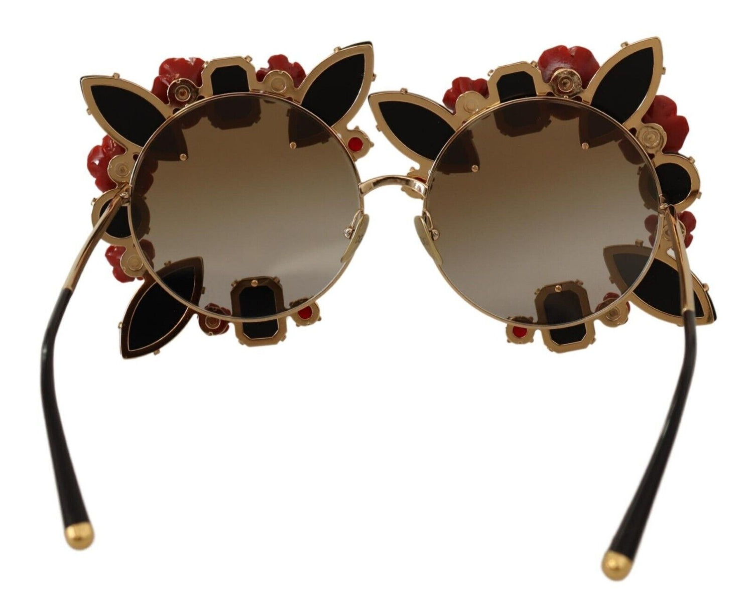 Dolce & Gabbana Gold Metal Frame Roses Embellished Sunglasses - DEA STILOSA MILANO