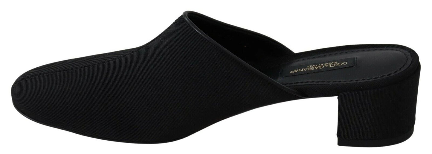 Dolce & Gabbana Black Grosgrain Slides Sandals Women Shoes - DEA STILOSA MILANO