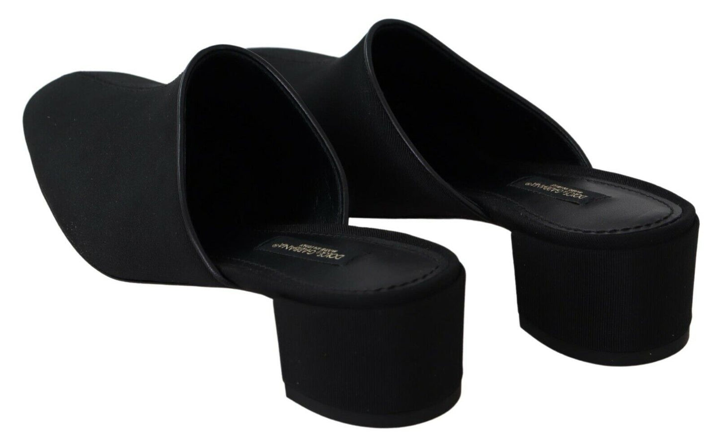 Dolce & Gabbana Black Grosgrain Slides Sandals Women Shoes - DEA STILOSA MILANO